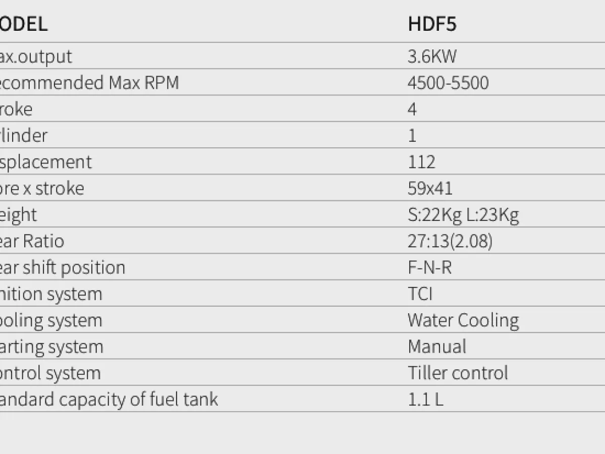 Aluminum Buitenboordmotor HIDEA HDF5HAS - 5pk