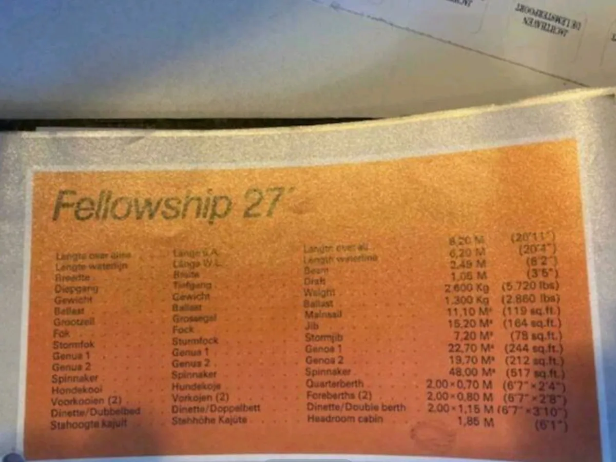 Polyester Sailboat Fellowship 27
