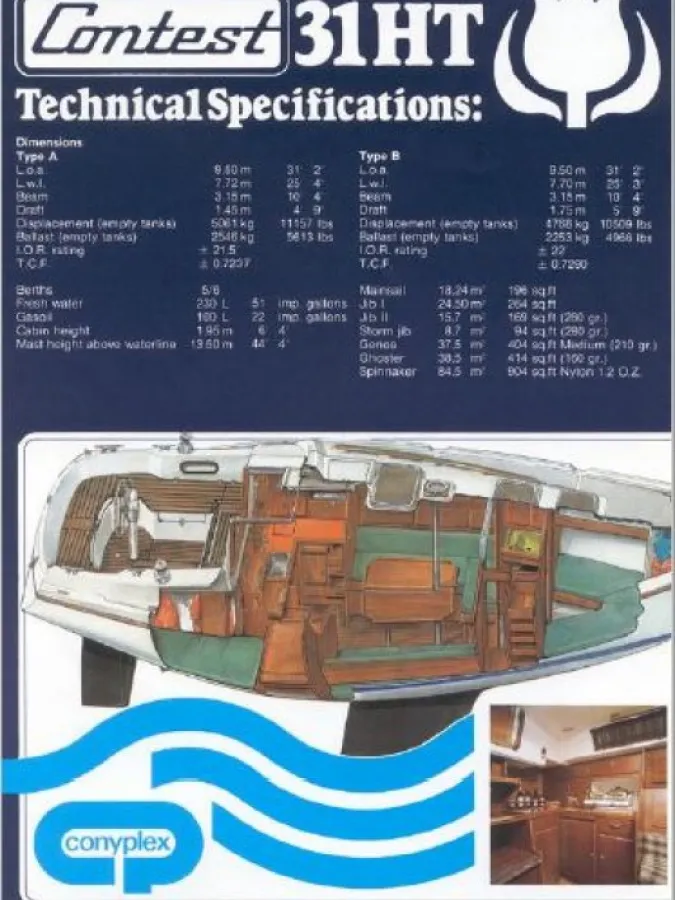 Polyester Sailboat Contest 31 HT AC