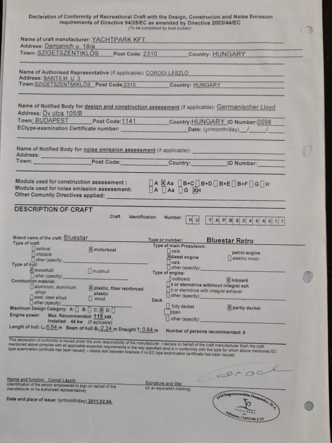 Polyester Bateau à moteur BlueStar Retro Cabin 22