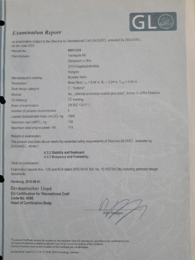 Polyester Bateau à moteur BlueStar Retro Cabin 22